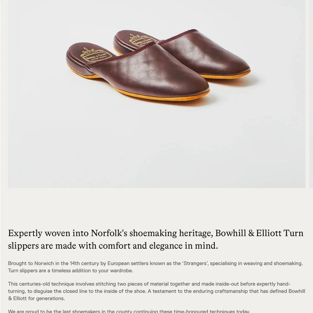 NIB Bowhill & Elliott Men’s Cherry Leather Mule Slippers